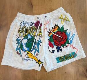 YoungLA 141 Basketball Printed Mesh Shorts with Graphic Art
